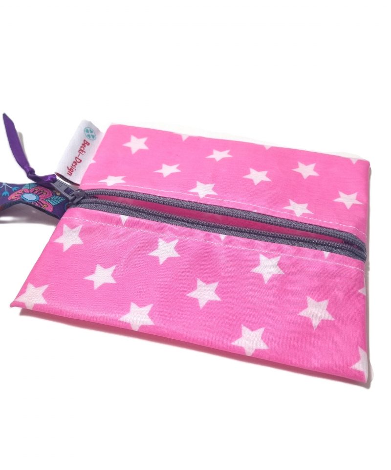 Feuchttüchertasche pink mit weißen Sternen