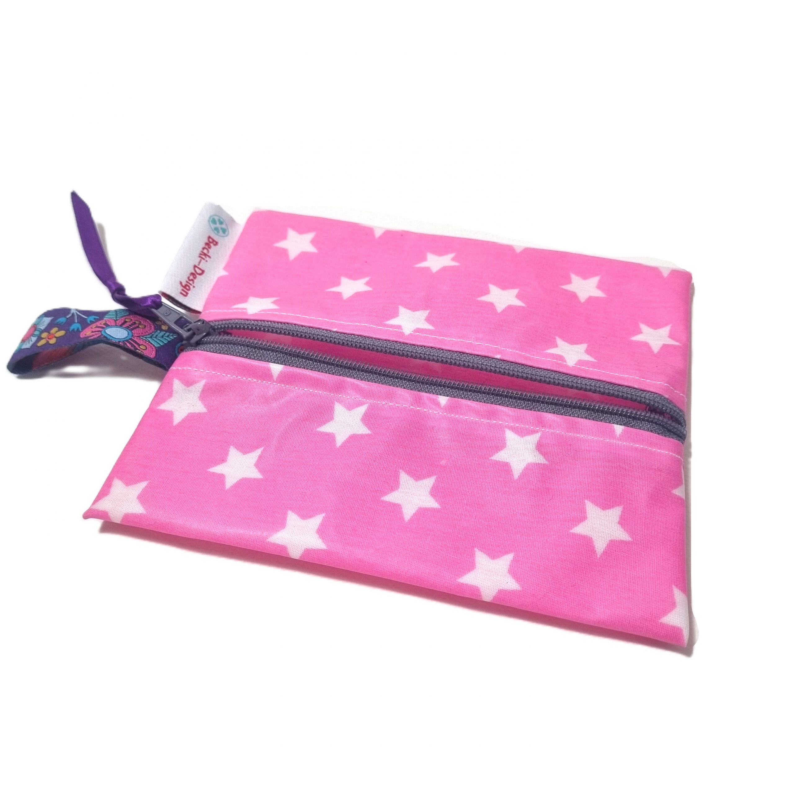 Feuchttüchertasche pink mit weißen Sternen